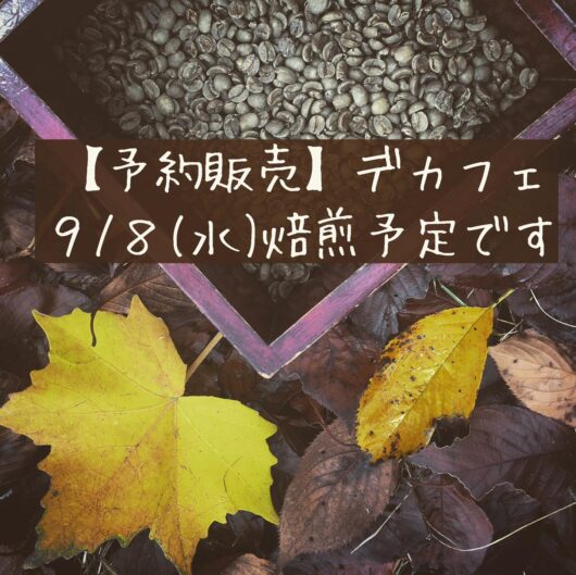 9月8日デカフェ焙煎します